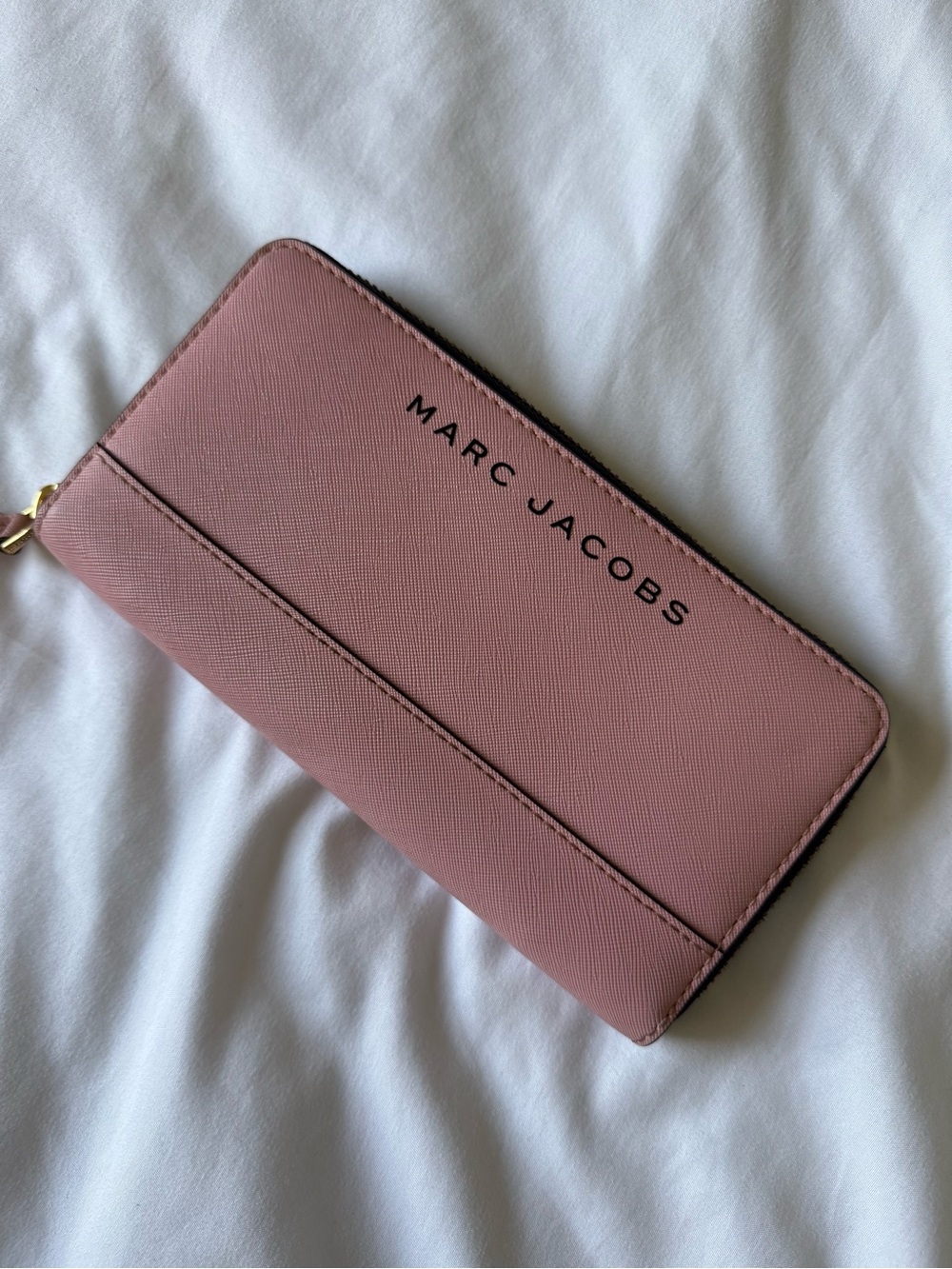 Marc Jacobs Blush Pink Zip Wallet with Gold Hardware